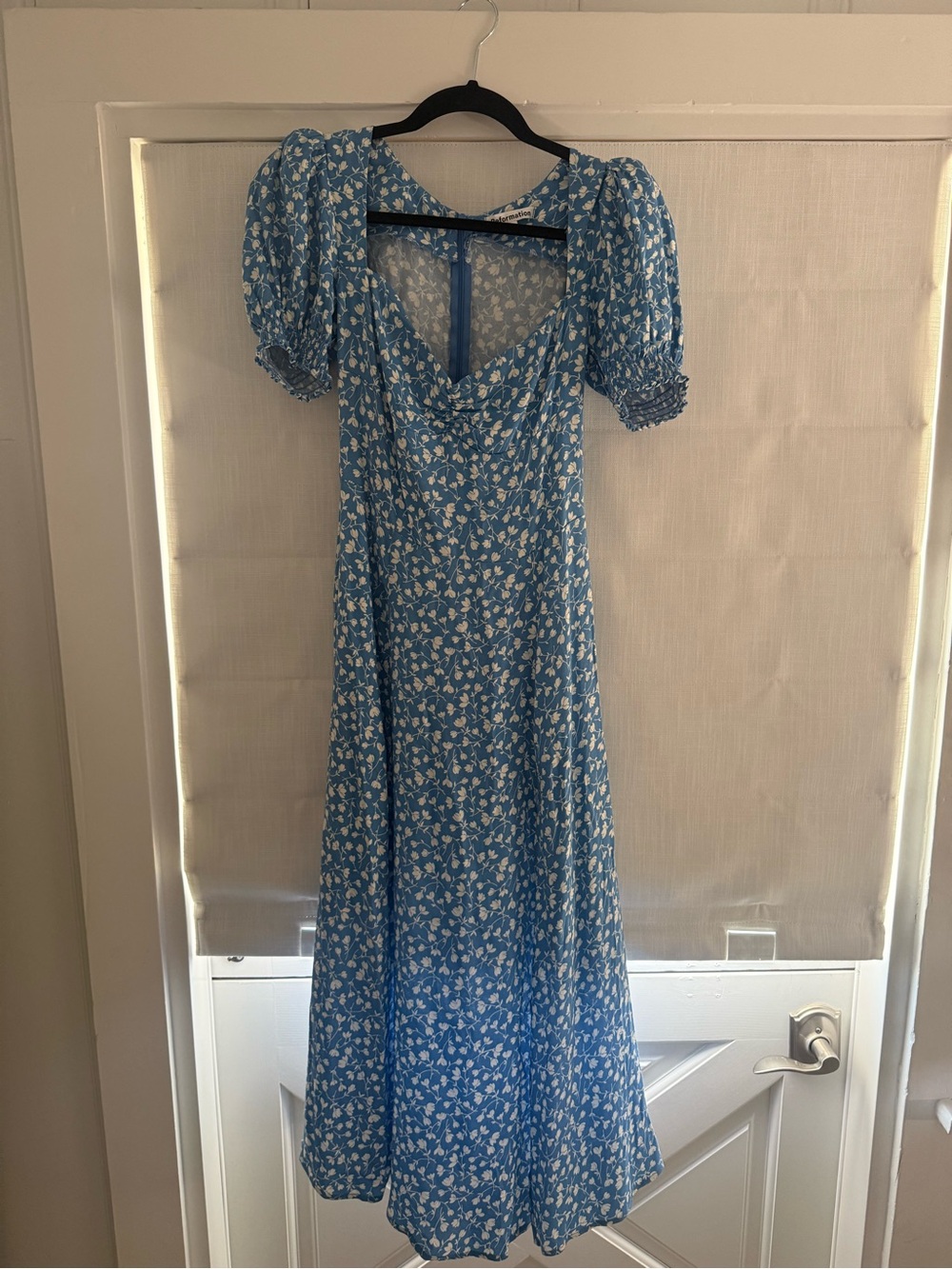 Reformation - Lacey Midi Dress - Size 4 - Marie - Blue Floral Puff-Sleeve - Picture 10 of 12